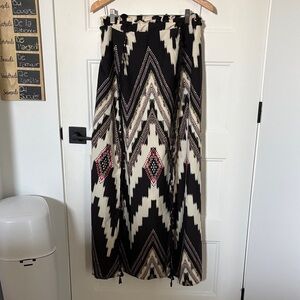 Black and Cream Patterned Maxi Skirt
